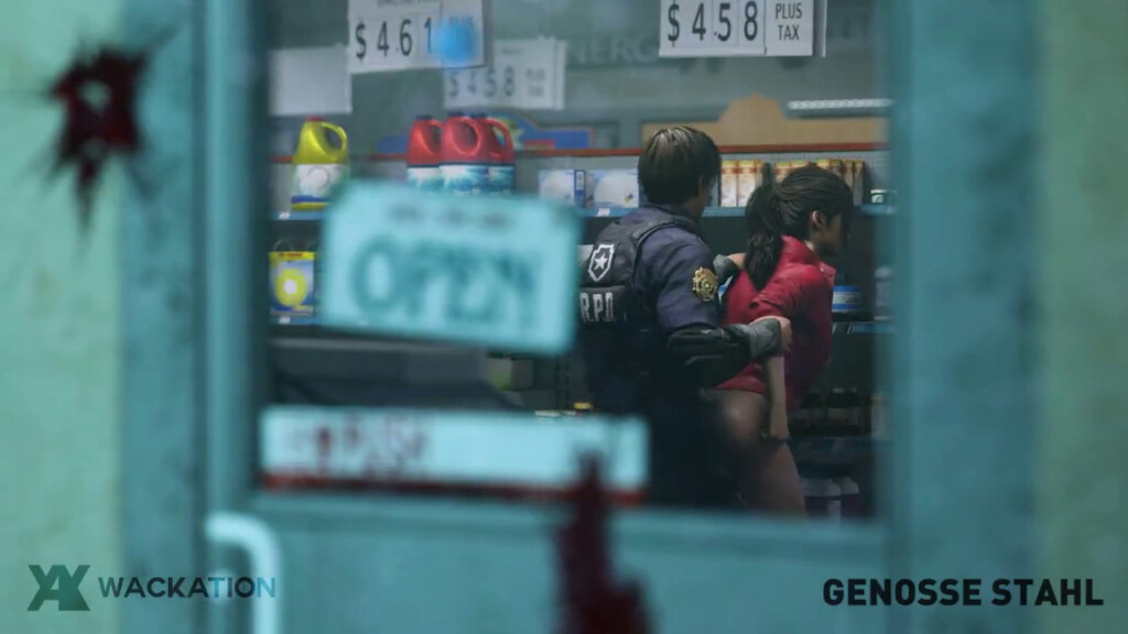 Leon and Claire shopping for supply