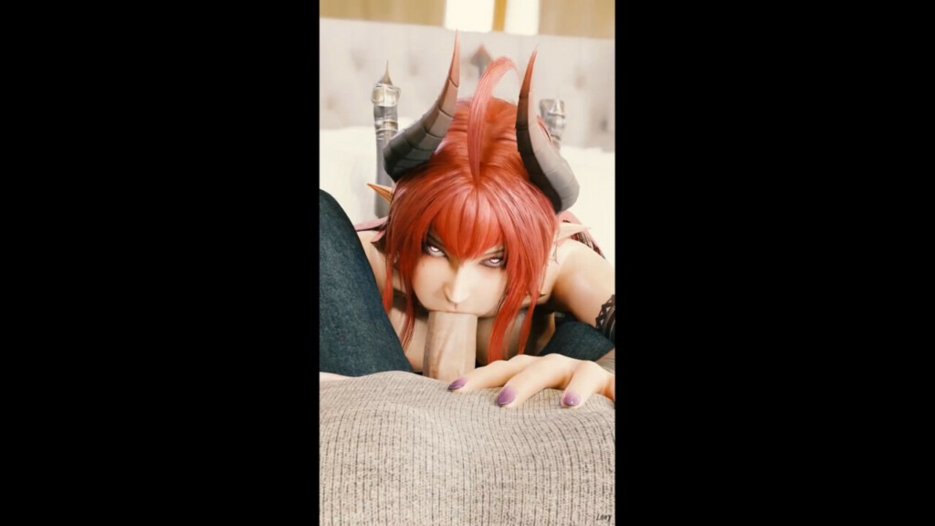 Daemon girl Sinia giving a blowjob