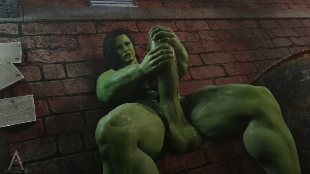 Futa She-Hulk solo cumshot
