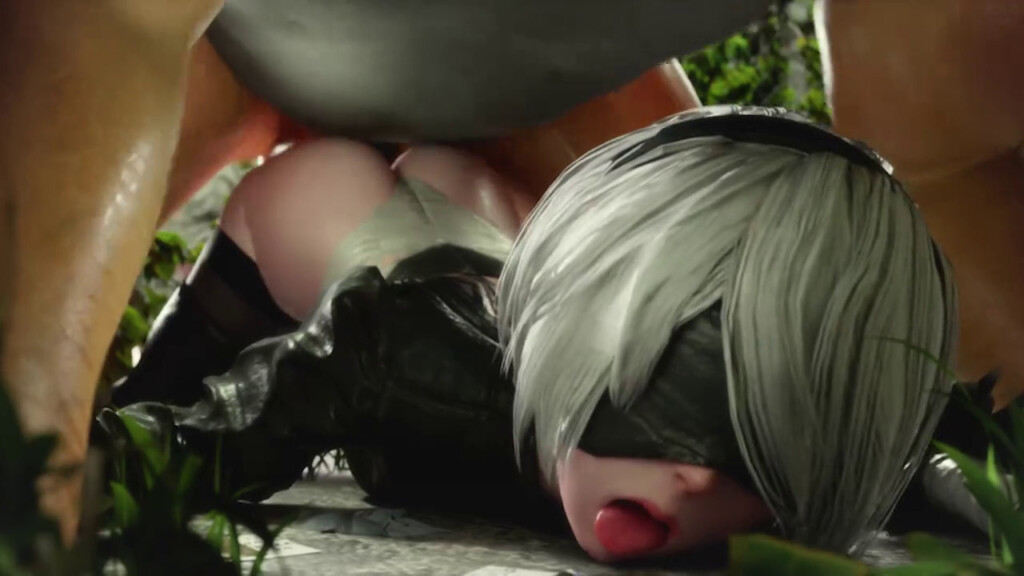 2B gets pounded from behind