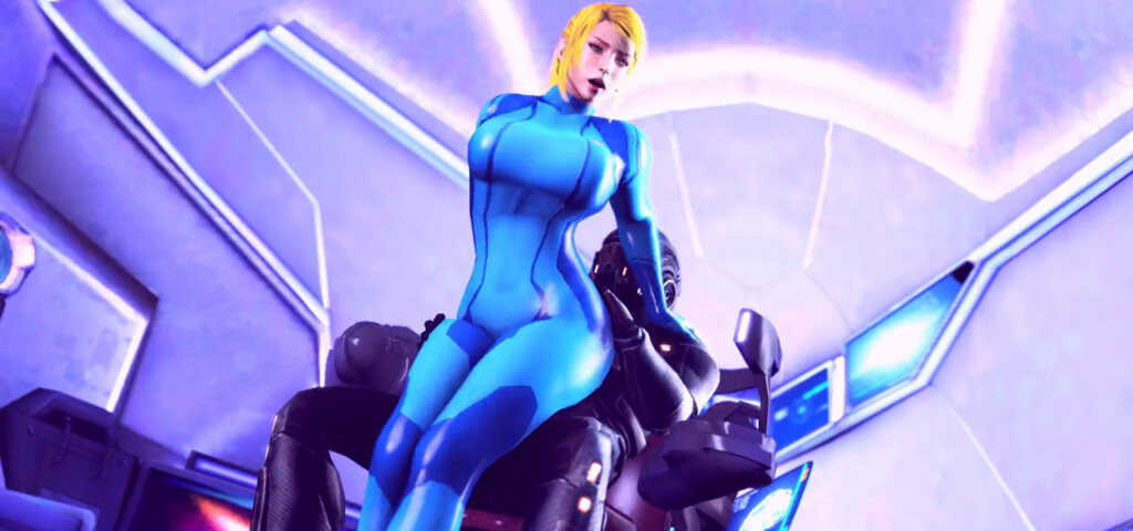 Samus in bodysuit riding sex