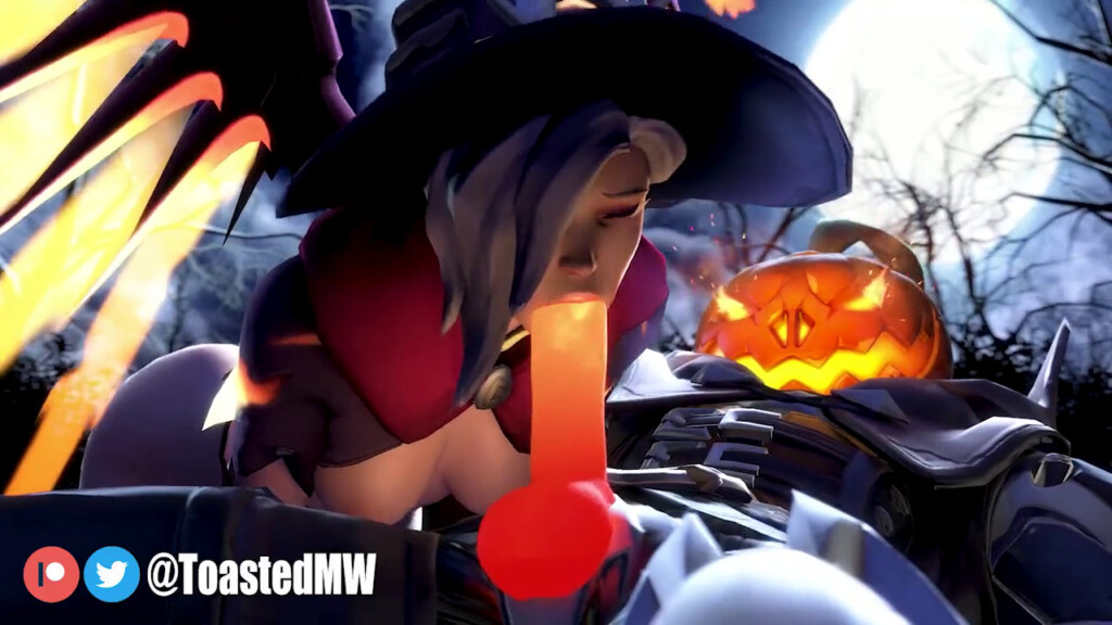 Witch Mercy blowing Halloween Reaper