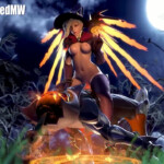 Witch Mercy riding Pumpkin Reaper