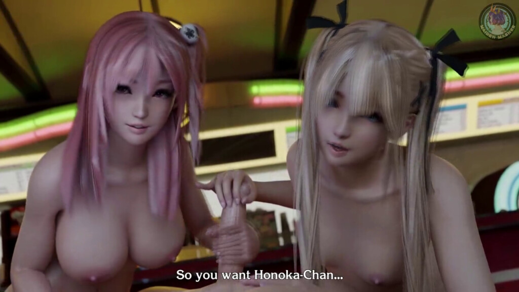 Honoka and Marie Rose blowjob and handjob