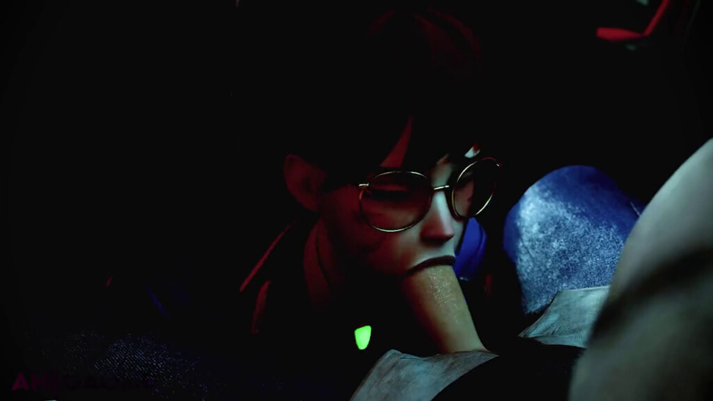 D.va giving a blowjob in cinema