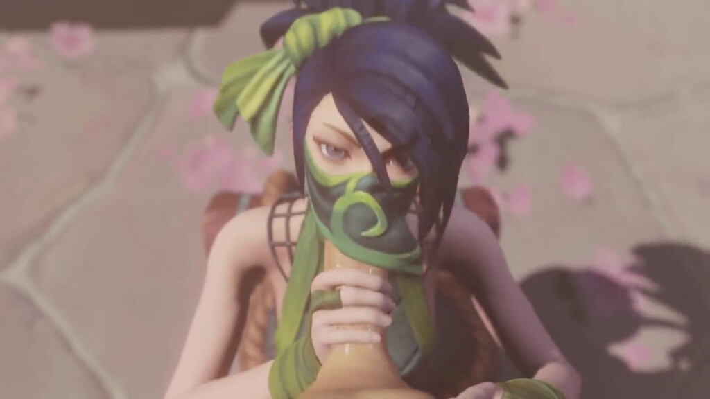 Akali blowjob under the mask