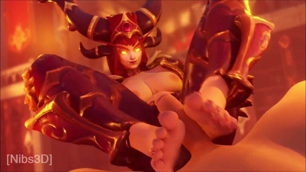Alexstrasza giving a feetjob