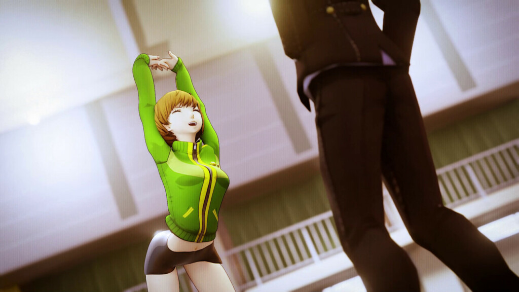 Chie Satonaka stretching