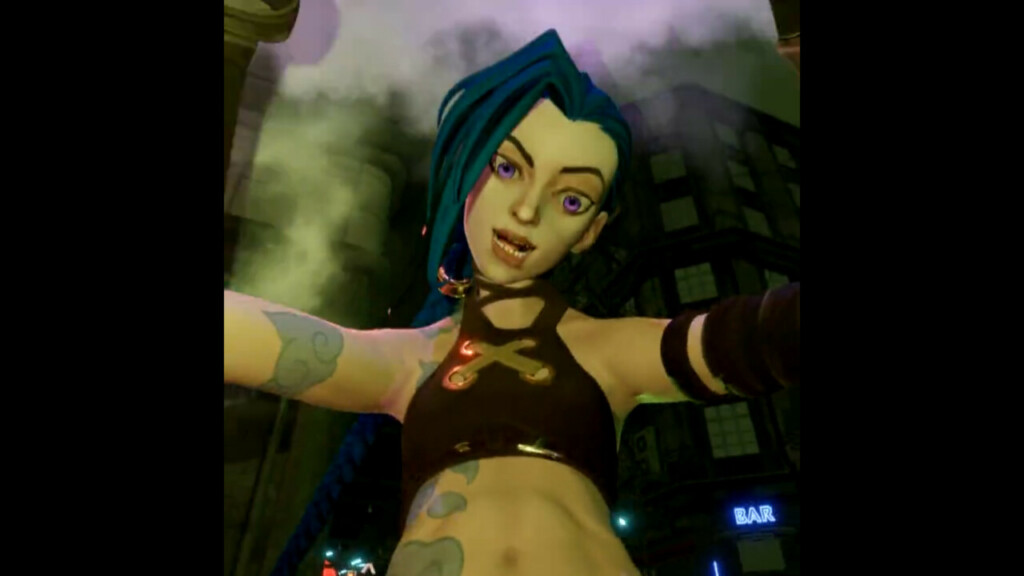 Face fucked by Jinx with strapon