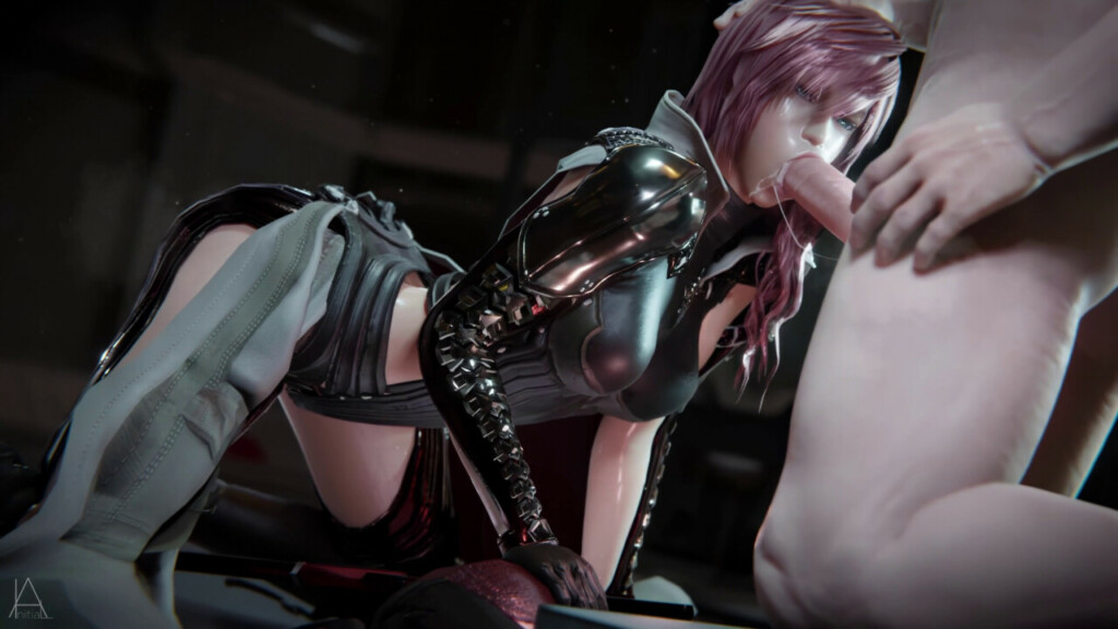 Lightning giving a sloppy blowjob