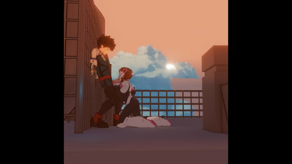 Uraraka rooftop blowjob