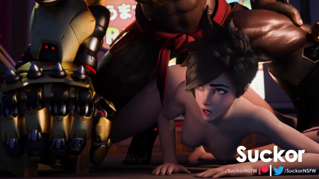 D.va watching Tracer pounded by Doomfist