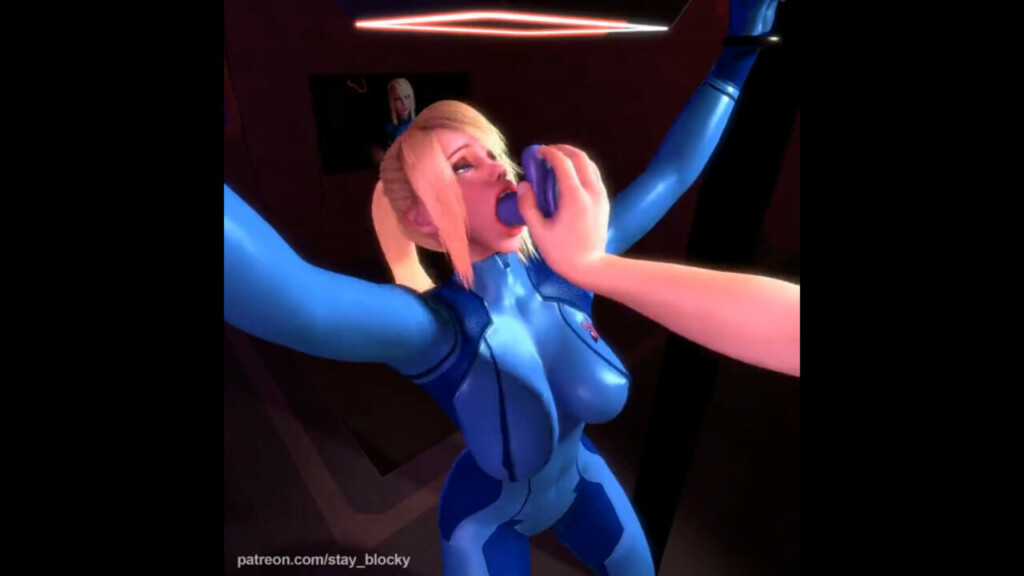 Samus Aran deepthroated by dildo