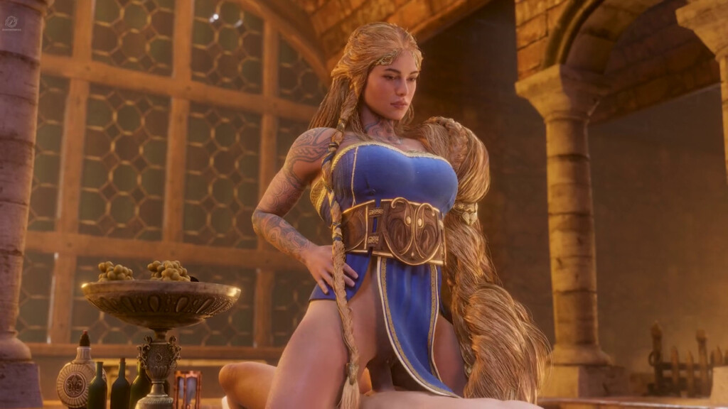 Clothed Sif moving her hips