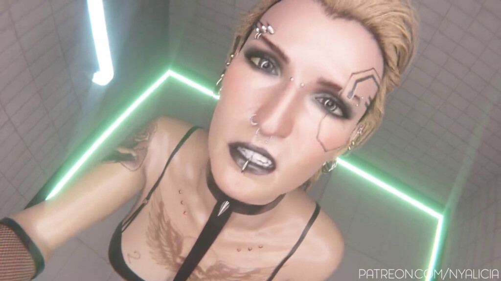 Goth Meredith gets a big load on her face