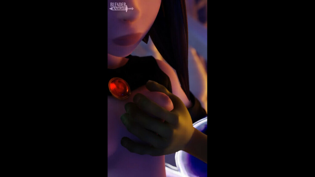 Grabbing Raven boobs through portal