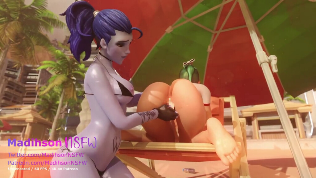 Widowmaker playing with Kiriko butt