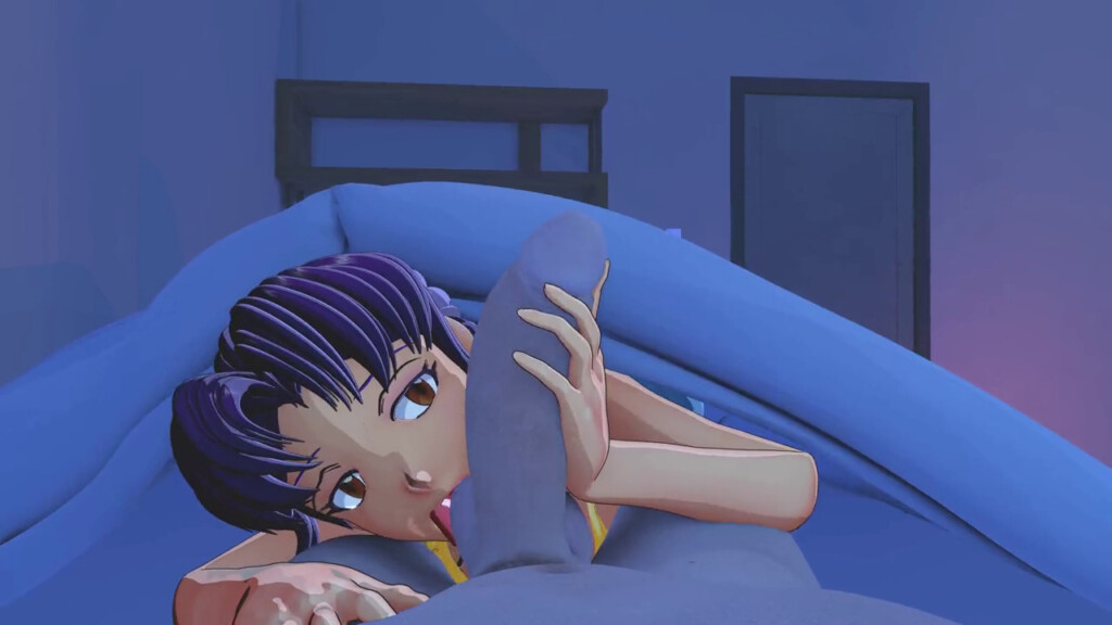 Misato Katsuragi under the blanket