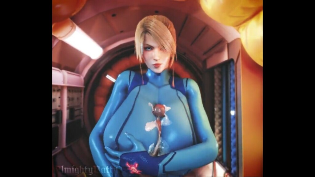 Samus Aran titjob in her suit on