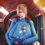 Samus Aran titjob in her suit on