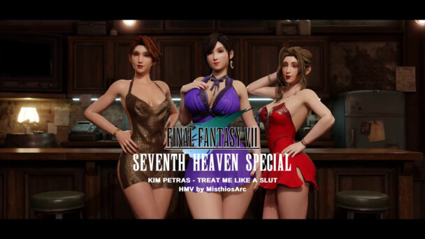 Tifa hosting an event at Seventh Heaven