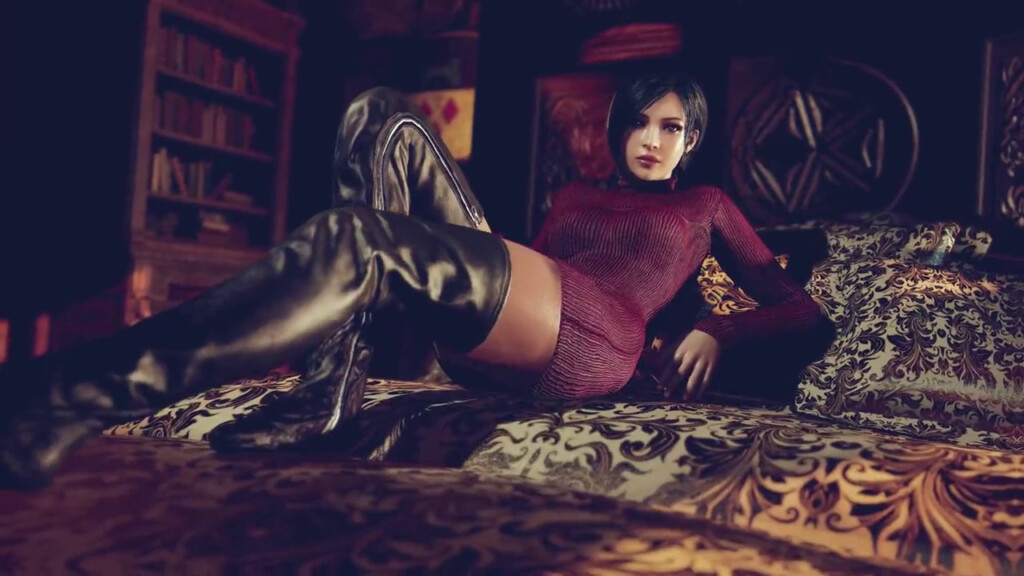 Ada Wong stretching in the safe room
