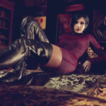 Ada Wong stretching in the safe room