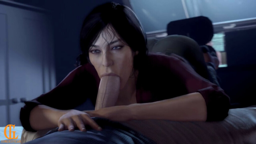 Chloe Frazer giving a deep blowjob