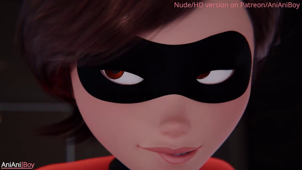 Elastigirl bent over to lick her ass