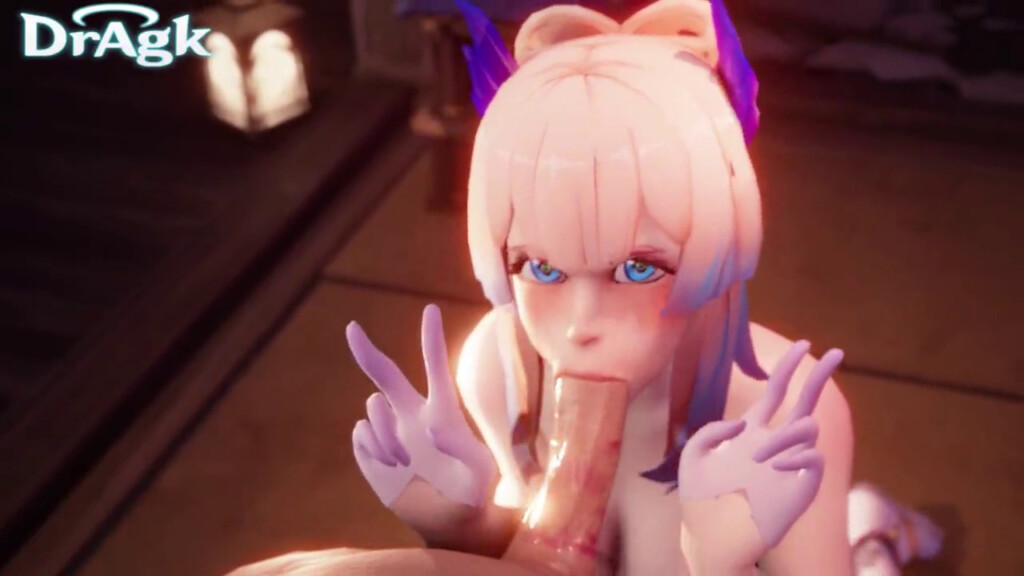 Kokomi double peace sign fellatio