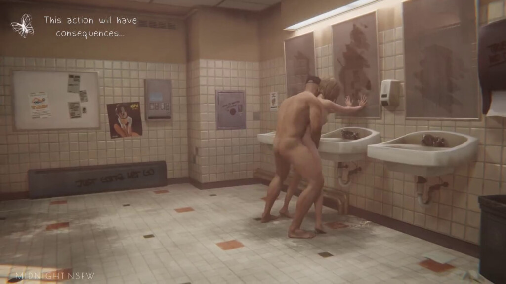 Max Caulfield fucking around in the restroom