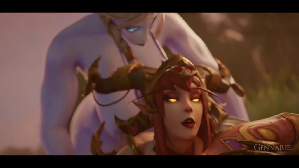 Alexstrasza getting proneboned by Futa Draenei