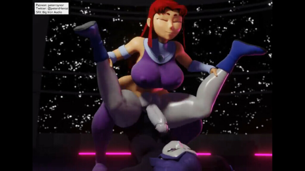 Futa Starfire pounding and cumming in Futa Raven