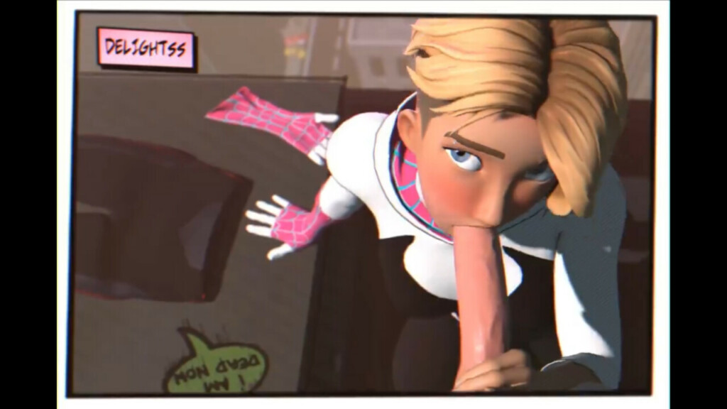 Spider-Gwen giving a fellatio