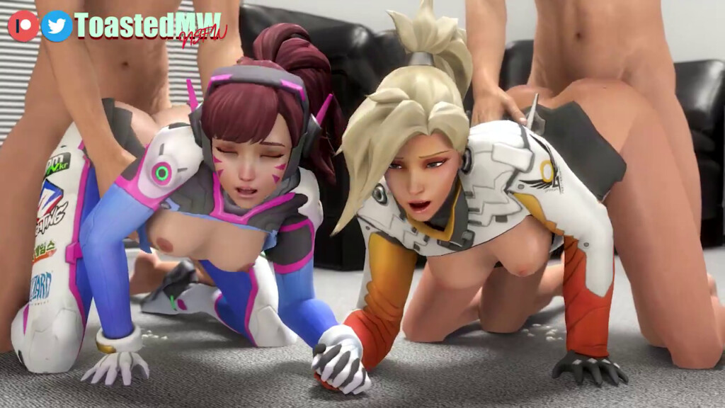 D.va and Mercy double casting couch