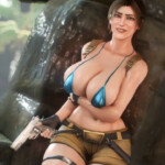 Lara Croft shaking her titties