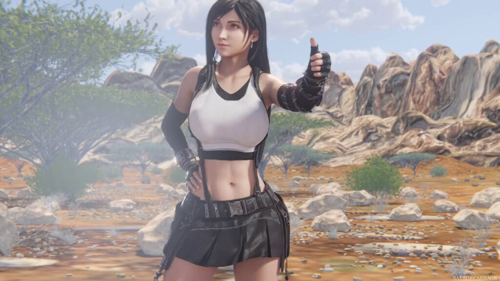Tifa Lockhart trying to hitch a ride