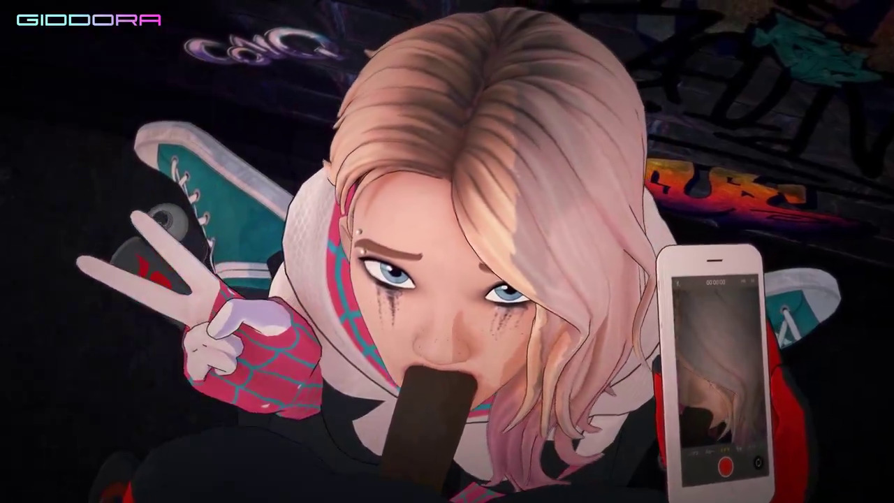 Spider Gwen giving Miles a blowjob