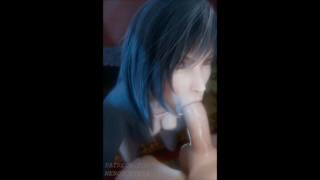 Tifa on her knee for blowjob