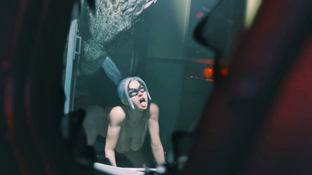 Black Cat getting fucked by a lizard