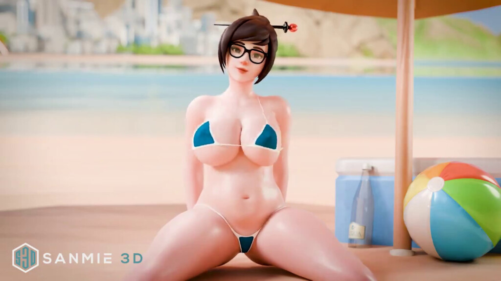 Mei jiggle on the beach