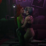 Poison Ivy and Harley Quinn making out