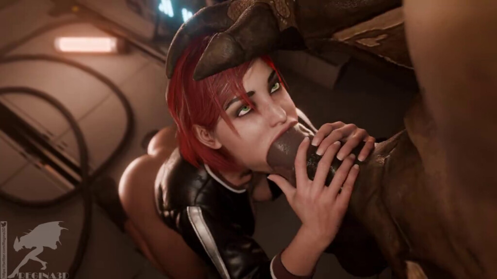Commander Femshep sucking a krogan