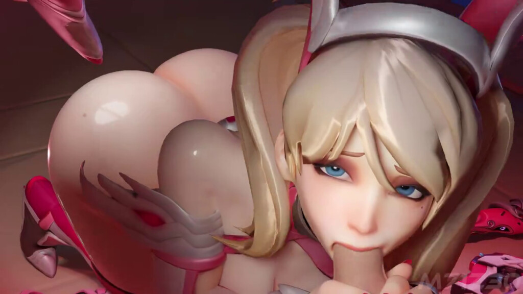 Pink Mercy blowjob and facial