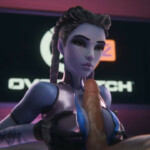 Widowmaker giving a paizuri