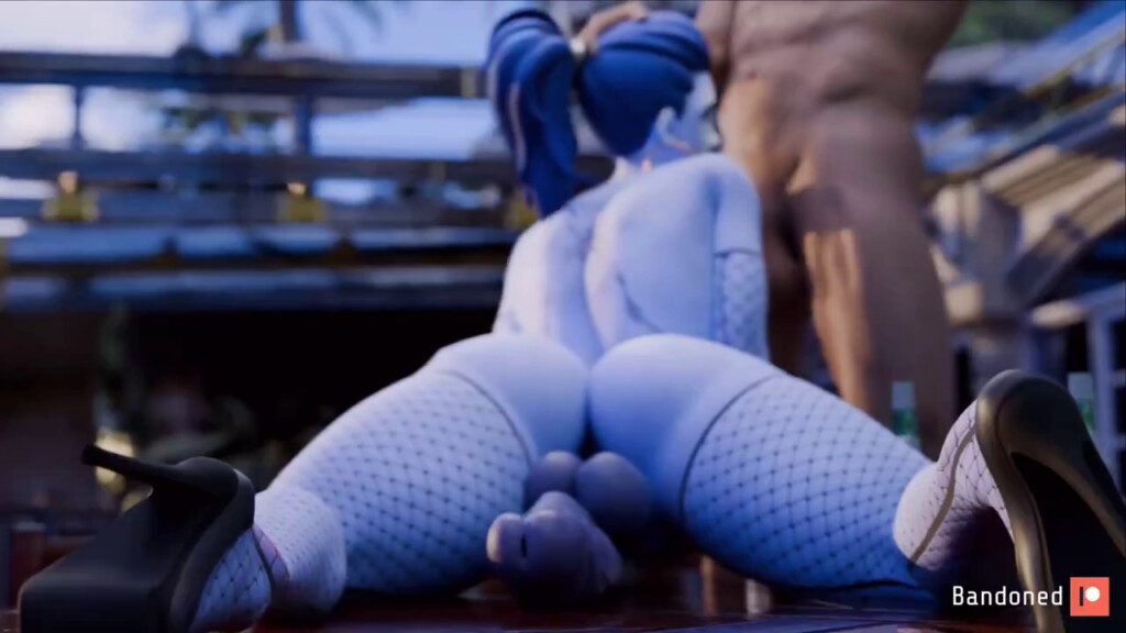 Futa Widowmaker resting her cock