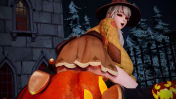 Lexa Hexbringer riding a pumpkin