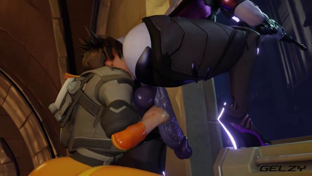 Tracer rimjob on Futa Widowmaker then proneboned