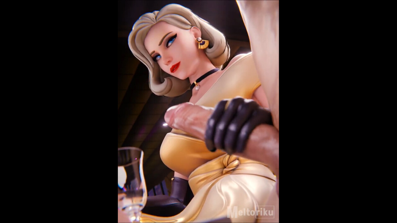 Formalwear Mercy giving a handjob