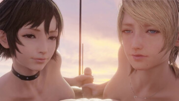 Kissing and handjob from Iris and Lunafreya